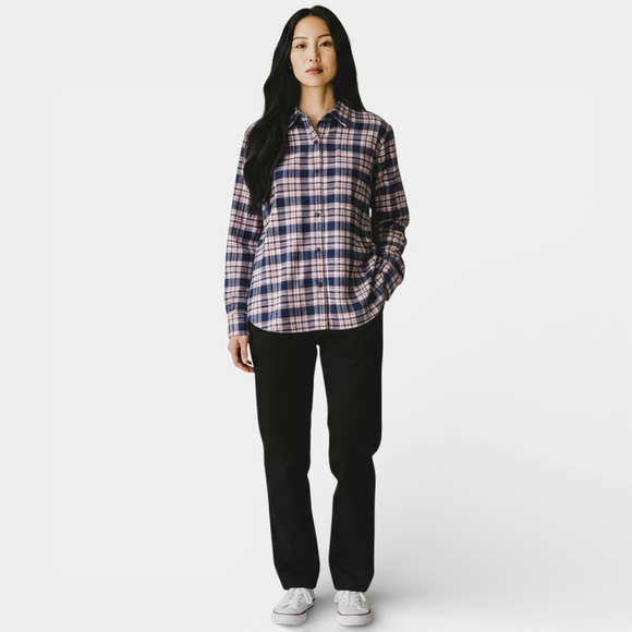 Patagonia Tops - Patagonia Blue Orange White Plaid Button-down Shirt Women Size M 100% Cotton